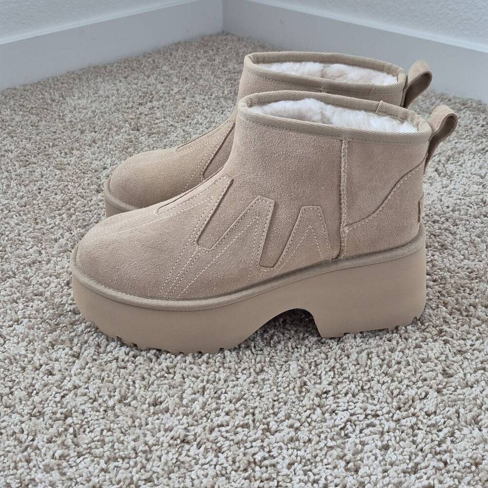 UGG CLASSIC ULTRA MINI HEIGHTS HICKORY PLATFORM BOOTS SIZE 10 - Picture 3 of 7